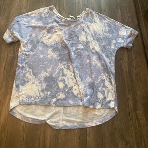 Blue and White Tie Dye Top With Bow in Back
